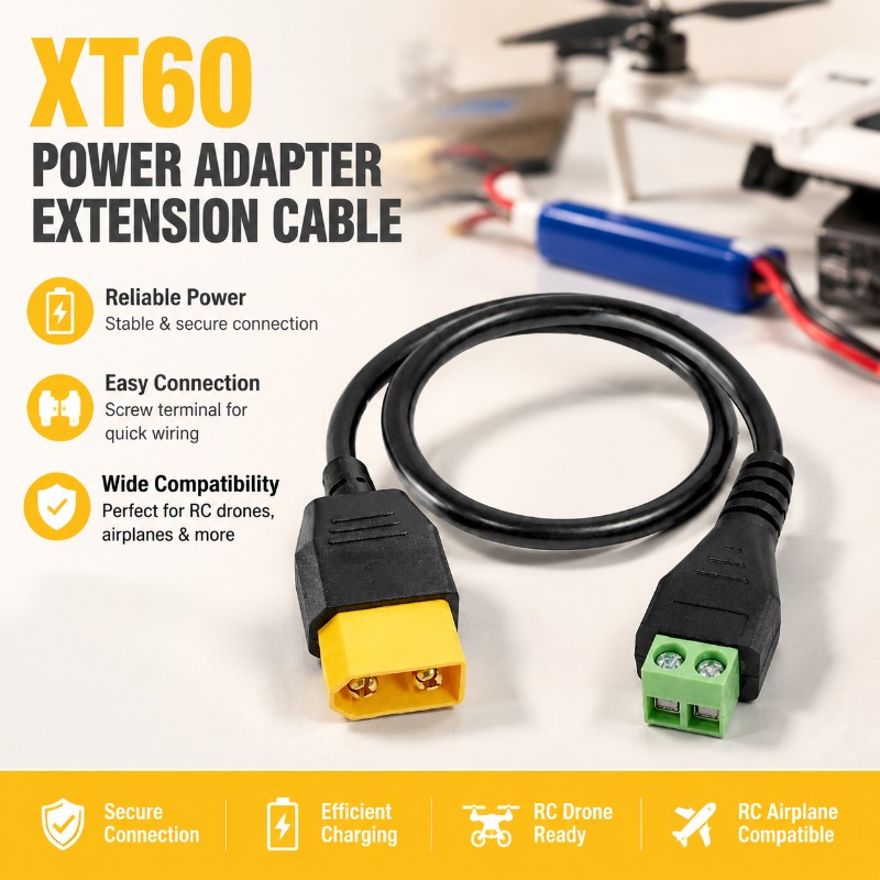 Fpv Drone Charger - موصل XT60 ذكر وأنثى إلى كابل