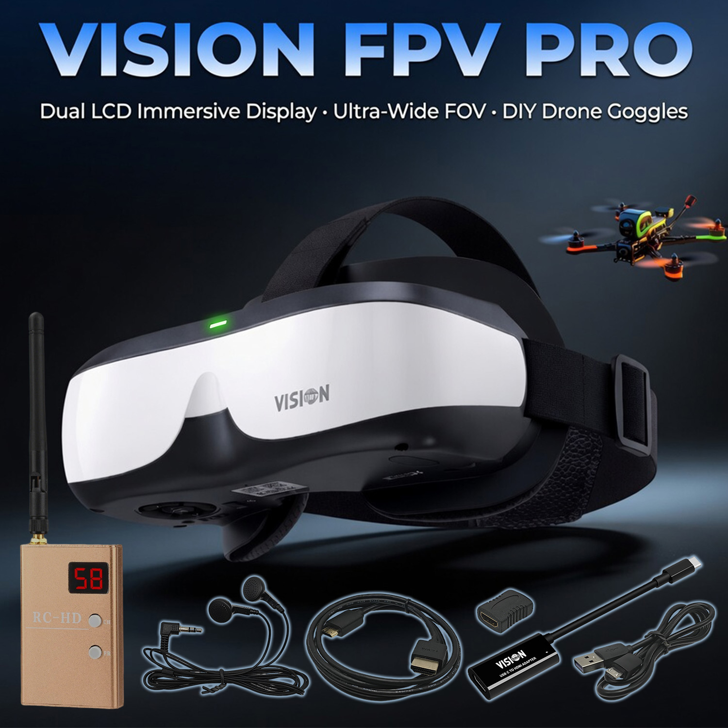 نظارات FPV، شاشة مثبتة على الر - مراجعة Fpv Drone Goggles وسعره